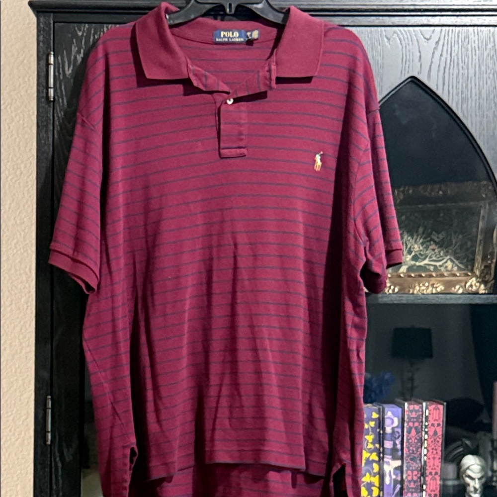 Polo by Ralph Lauren Burgundy Polo with Navy Stripes